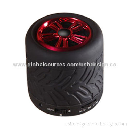 Round Tire Bluetooth Portable Mobile Phone Stereo Speaker, 3W Loudspeaker Output, Supports A2DP